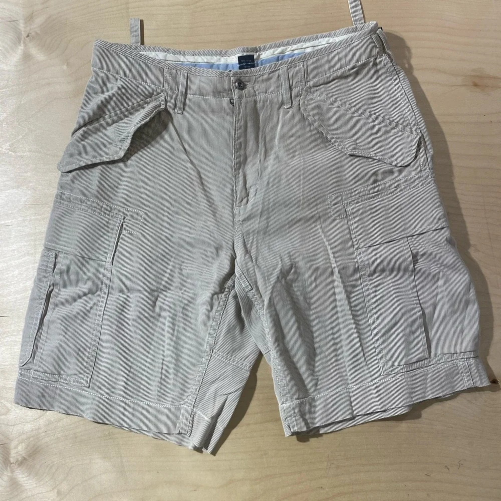 Polo by Ralph Lauren Tan and White Striped Shorts 34 (OK